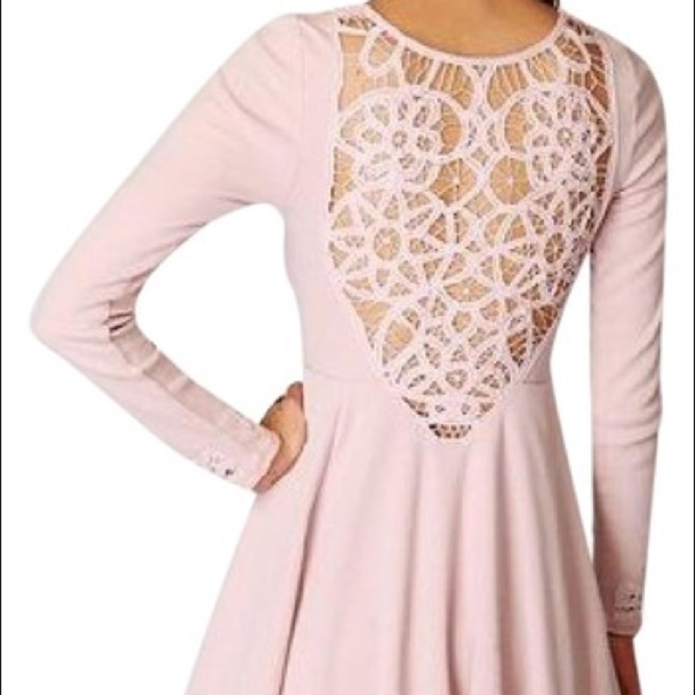 Free People light pink battenburg lace back dress